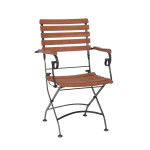 2 Stück FloraSun® Klappsessel Borkum mit Armlehnen, 100% FSC-zertifiziertem Akazienholz/Stahlgestell, Gartenstuhl Sitzhöhe 43cm, Belastbarkeit 110kg 