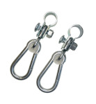 2er Set Danto® Manschettenhaken für 25 mm Ø Rohr, Rundholz, Schaukelhaken, Schaukelschellen, Türreckhaken mit Karabiner verzinkt, Materialstärke 3 mm 25,00