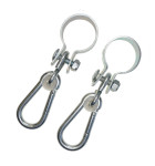 2er Set Danto® Manschettenhaken für 50 mm Ø Rohr, Rundholz, Schaukelhaken, Schaukelschellen, Türreckhaken mit Karabiner verzinkt, Materialstärke 3 mm 50,00