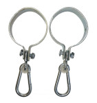 2er Set Danto® Manschettenhaken für 100 mm Ø Rohr, Rundholz, Schaukelhaken, Schaukelschellen, Türreckhaken mit Karabiner verzinkt Materialstärke 4 mm 100,00