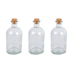 Axentia 3 Stück Apothekerflaschen je 250 ml mit Korken, klassische Glasflasche, Trinkflasche, Schnapsflasche zum Selbstbefüllen, Schnaps brennen 