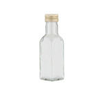 Axentia Glasflasche 100 ml eckige Trinkflasche mit Schraubverschluss 3,9 x 3,9 cm, Höhe 14,5 cm 