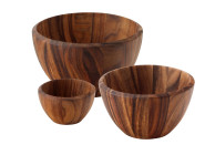 Continenta 3er Set Holzschüsseln Obstschalen aus Akazien-Kernholz, edle Holzmaserung, Ø 30 x 18 cm, Ø 25 x 14,5 cm und Ø 15,5 x 9 cm, Set by Danto® 
