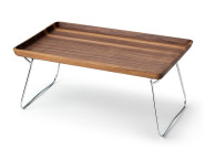Continenta Bett-Tablett, Walnuss 53 x 32 x 7 cm, faltbar, Laptop Tablett, Frühstück, Notebook Tisch, verchromte Füße Walnussholz