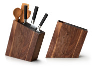 Continenta Großer Universal Messerblock schräg flexibler Einsatz und Utensilienbehälter, Walnuss 31 x 8 x 24,5 cm, unbestückt Walnussholz | Mit Utensilienbehälter