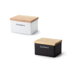 Continenta Knäckebrotdose aus Keramik, 17,5 x 13,5 x H11 cm, mit Holzdeckel, Vorratsdose für Knäckebrot, Knäckebrotbox mit Schrift "Knäckebrot" 