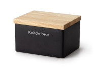 Continenta Knäckebrotdose mit Holzdeckel, 17 x 13 x 11 cm schwarz