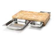 Continenta Multifunktions- Schneidebrett aus Holz, mit 3 Edelstahl-Schubladen, 50 x 32,5 x 8 cm 