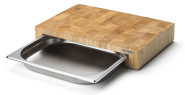 Continenta Profi Tranchierbrett, Edel-Schneidebrett aus Gummibaum Stirnholz Würfeln, einzeln verleimt, mit Edelstahl Schublade, Größe: 39 x 27 x 6 cm 39 x 27 x 6 cm