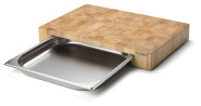 Continenta Profi Tranchierbrett, Edel-Schneidebrett aus Gummibaum Stirnholz Würfeln einzeln verleimt, mit Edelstahl Schublade, Größe: 48 x 32,5 x 6 cm 48 x 32,5 x 6 cm