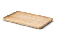 Continenta rechteckige Brotzeitplatte aus Gummibaumholz, Servierschale, Serviertablett mit erhöhtem Rand, Größe: 34 x 21 x 2 cm, 1 Stück 34 x 21 x 2 cm