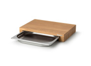 Continenta Schneidebrett mit Schublade, Eichenholz/Edelstahlschublade, 39 x 27 x 6 cm, Privat/Gastronomie, rutschgehemmt 