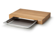 Continenta Schneidebrett mit Schublade, Eichenholz/Edelstahlschublade, 48 x 32,5 x 6 cm, Privat/Gastronomie, rutschgehemmt 