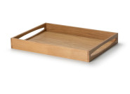 Continenta Tablett aus Eichenholz, 49 x 35 x 6,3 cm, mit hohem Rand, große Griffe, Privat/Gastronomie-Tablett, edle Optik, mit Öl veredelt 