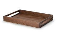 Continenta Tablett aus Walnussholz, 49 x 35 x 6,3 cm, mit hohem Rand, große Griffe, Privat/Gastronomie-Tablett, edle Optik, mit Öl veredelt 