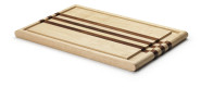Continenta Gummibaumholz Schneidebrett mit integrierten Akazienholz-Streifen, Tranchierbrett, Größe: 37 x 25 x 2 cm 37 x 25 x 2 cm