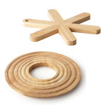 Continenta Untersetzer Kreise/Stern Gummibaumholz, Unterlage für Töpfe, Pfannen und Backformen 