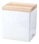 Continenta Zwiebel Vorratsdose aus Keramik mit Holzdeckel, Zwiebeltopf, Zwiebeldose mit Aufschrift: Zwiebeln, Größe: 18 x 15,5 x 20,5 cm 