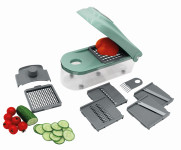 Steuber Gemüseschneider und Zwiebelschneider mit 6 Einsätzen, mint, Gemüsehobel, Obst und Gemüse Zerkleinerer, Multischneider, Universalschneider mintgrün