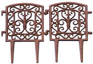 Esschert Design Beetzaun, Zierzaun mit Haken aus rötlichem Gusseisen, 1 Element, ca. 21 cm x 28 cm 