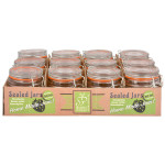 Esschert Design Einmachgläser 12er Set mit Bügelverschluss, 90 ml Größe S, Marmeladen Gläser zum Einkochen, Bügel Glas mit Einmachring 