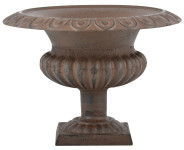 Esschert Design Französische Vase, 28 x 27 x 25 cm, aus Gusseisen, niedrig, Größe M, Blumenvase, Pflanzenvase, stabiler Stand, Gartendekoration M | Anzahl: 1 Stück