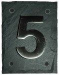 Esschert Design Hausnummer 5 aus Edelstahl, Schriftbild Arial, ca. 6 cm x 9,5 cm Ziffer 5