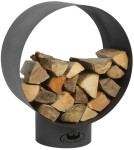 Esschert Design Holzlager aus Stahl, rundes Holzlager, 58 x 38 x 72 cm, aus Stahl, Lagerplatz für Innen und Außen, in anthrazit 