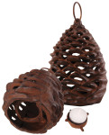Esschert Design Laterne, Gartenlaterne Motiv Tannenzapfen, inkl. Ring zum Aufhängen, Größe S, ca. 9,9 cm x 9,9 cm x 13 cm 130 | Anzahl: 1 Stück