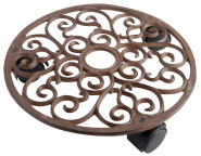 2 Stück Esschert Design Pflanzenroller, Blumenroller aus Gusseisen, in rostbraun, rund, Größe S, ca. Ø ca. 29 cm rund | Anzahl: 2 Stück