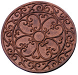 3 Stück Esschert Design Gehwegplatte aus Gusseisen, rund, mit Klassik-Motiv, Ø 30 x 1,2 cm Anzahl: 3 Stück