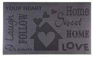 Esschert Design Schmutzfangmatte, Fußmatte mit Motiv Love in grau, ca. 75 cm x 45 cm x 0,5 Love