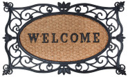 Esschert Design Schmutzfangmatte, Fußmatte mit Motiv "Welcome" in schwarz mit Kokoseinlage, ca. 75 cm x 45 cm 