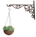 Esschert Design Set: Blumenampel, Hängekorb für Pflanzen mit Bambuseinlage, Ø 30 cm, inklusive Haken 