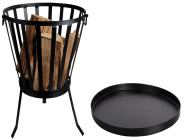 Esschert Design Set: Feuerkorb, Feuerstelle, rund, ca. 35 cm x 35 cm x 57 cm, inklusive Bodenschutzplatte Ø 50 cm 