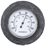 3 Stück Esschert Design Thermometer, Temperaturmesser aus Schiefer, rund, Anzeige in Fahrenheit und Celsius, Ø ca. 10 cm Anzahl: 3 Stück