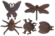 5 Stück Esschert Design Wanddekoration Gartenfigur, Skulptur Motiv Insekten aus Gusseisen, sortiert, ca. 11 cm x 2,1 cm x 11 cm Anzahl: 5 Stück