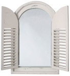 Esschert Design Spiegel mit Fensterläden, antiker Spiegel, Holzrahmen, Farbe: antikweiß, geschlossen ca. 59 x 38,5 x 4,5 cm Anzahl: 1 Stück