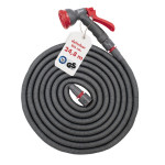 Steuber Flexibler Gartenschlauch Platinum GREY mit 8 Sprühkopf-Funktionen, 24,8m, TÜV Süd Siegel, mit Innen- & Außenadapter Grau-rot | 24,8 m