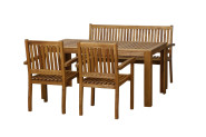 FloraSun® Gartenmöbel Set Nature, 2 Sessel, 1 Bank, 1 Tisch 