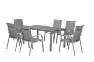 FloraSun® Gartenmöbel Set Silver, 6 Sessel, 1 Tisch 