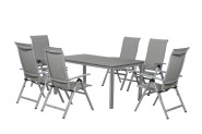 FloraSun® Gartenmöbel Set Silver Deluxe, 6 Sessel, 1 Tisch 