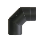 KaminoFlam® Bogen, Uni-Knie für Ofenrohre 90 Grad Senotherm schwarz 2 mm mit Tür 150 mm 