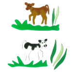 MagicGel Fensterbilder - 2 Kälbchen, Fensterdeko, Spiegeldeko 