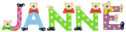 Playshoes Kinder Holz-Buchstaben Namen-Set JANNE - sortiert 
