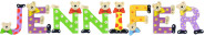 Playshoes Kinder Holz-Buchstaben Namen-Set JENNIFER - sortiert 