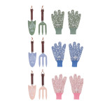 Rivanto® 3-tlg. Set Gartengeräte mit Handschuhen, Handschaufel & Handharke für Indoor/Outdoor, Gartenhandschuhe mit Gartenschaufel und Harke 