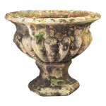 Rivanto® AC Französische Vase aus Gusseisen, niedrig, Größe L, Ø 26 x H22 cm, gealterte Optik, bewachsen, sehr robust, schwere Ausführung 