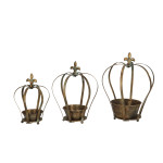 Rivanto® Aged Metal Pflanzgefäß Krone Set/3 antike Optik 