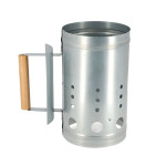 Rivanto® Anzündkamin mit isoliertem Holzgriff, | ca. Ø 17 x H 28 cm, effizienter Grill-Kohlestarter 